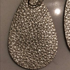 Jewelry - Silver leather tear drop earrings Jewelry - Silver leather tear drop earrings
